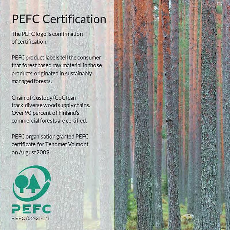 Tehomet trästolpar Carbon footprint_PEFC certifikat