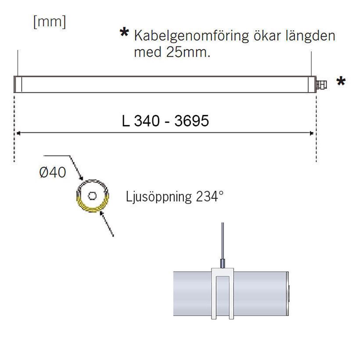 Pole 40 48VDC - Måttskiss