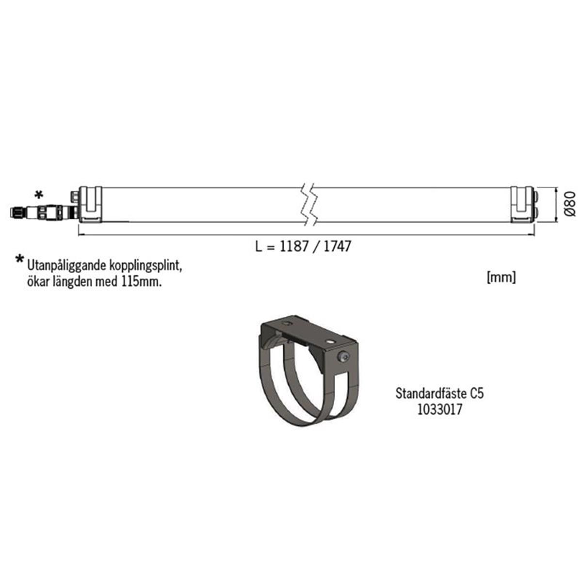 Pole 80 basic opal - Måttskiss