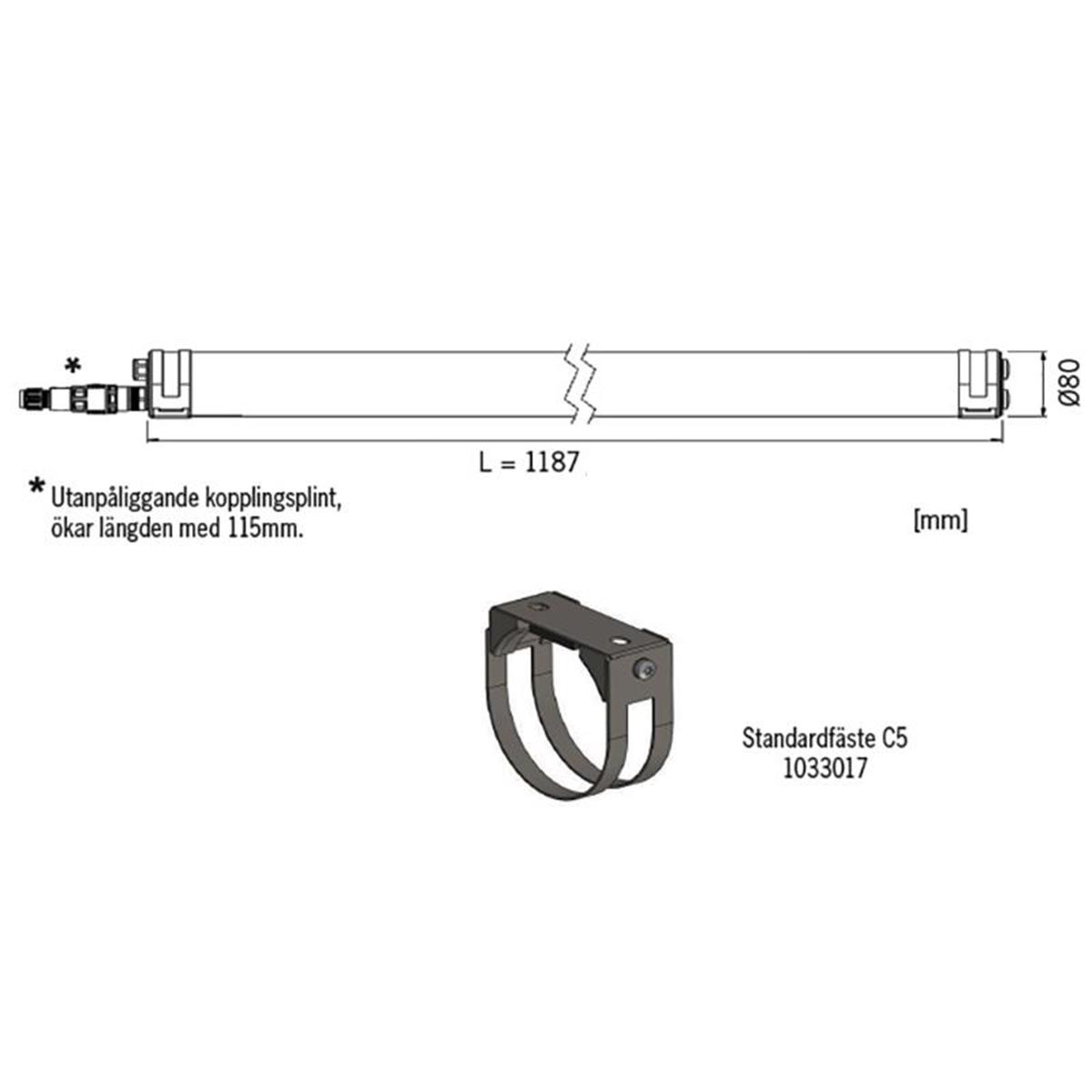 Pole 80 basic optik - Måttskiss