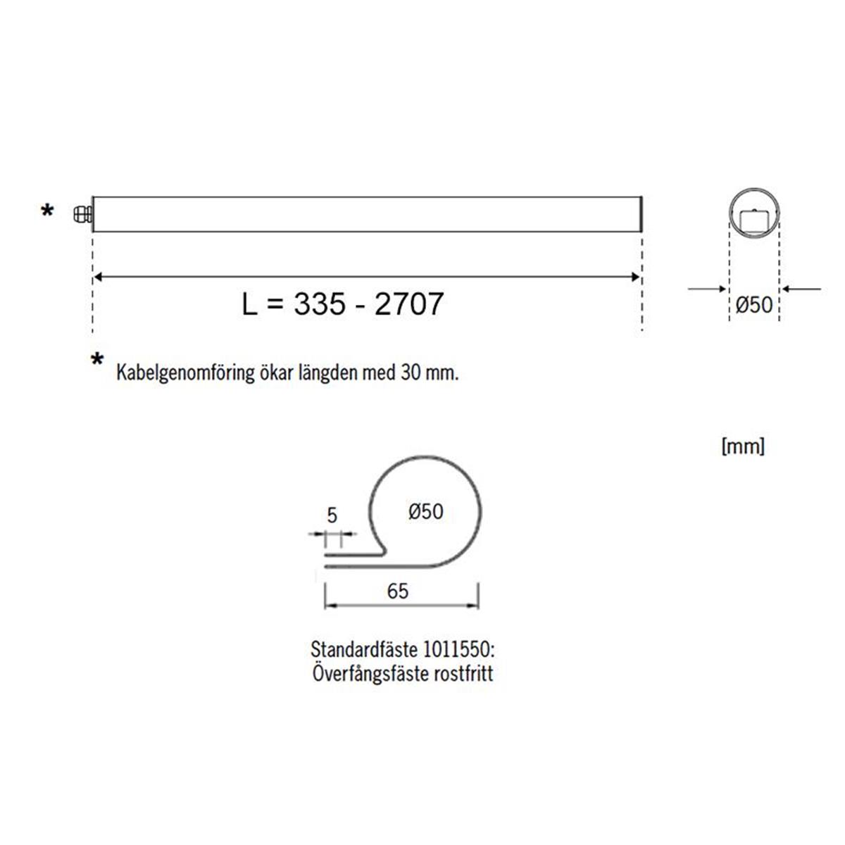 Pole 50 focus Tunable white DE - Måttskiss