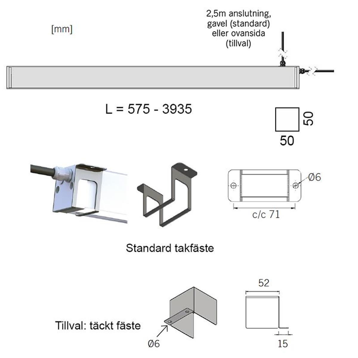 Line Safe opal / prismatisk - Måttskiss