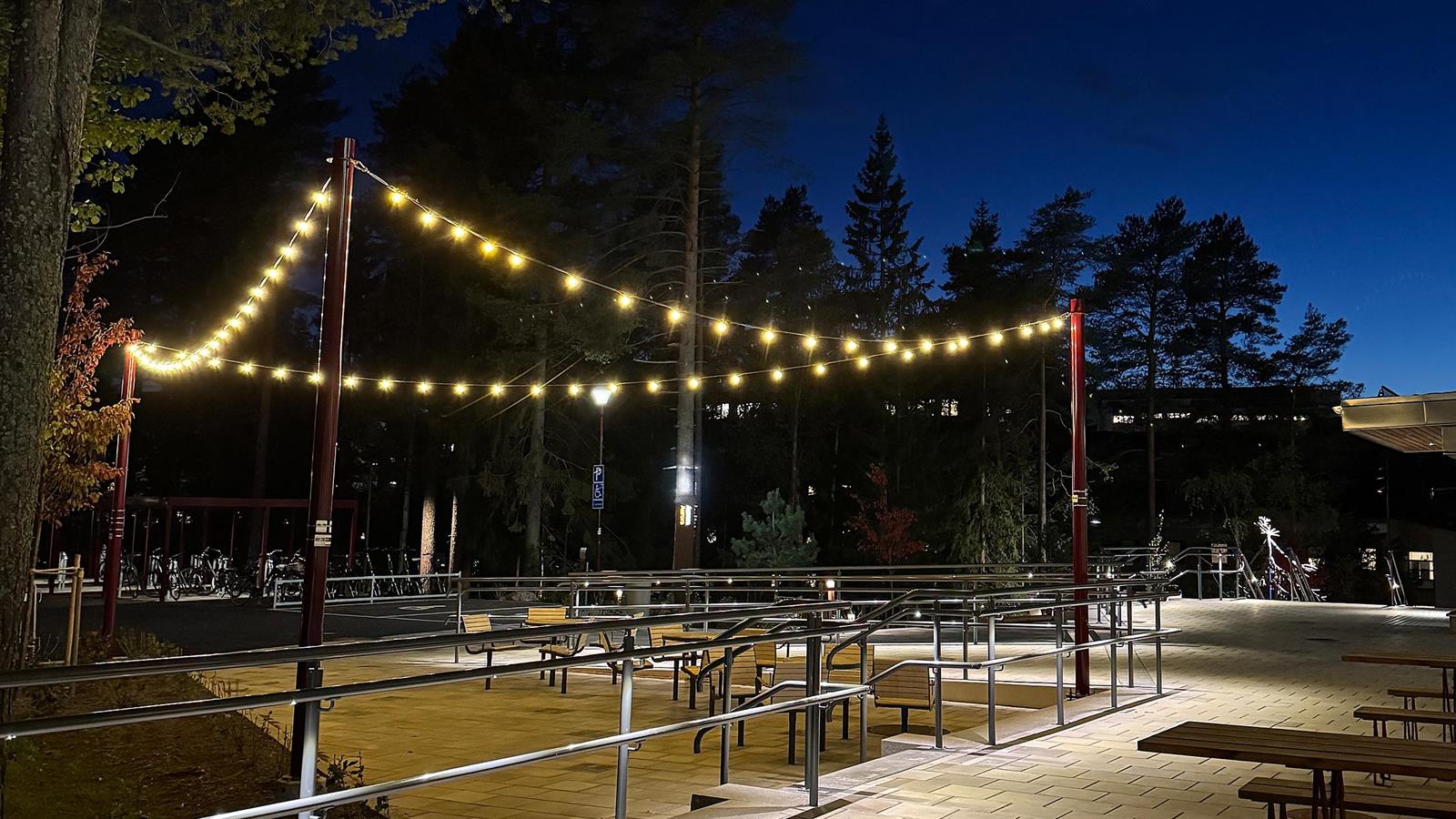 Linspänd belysning skapar rum i rummet på Campus Umeå